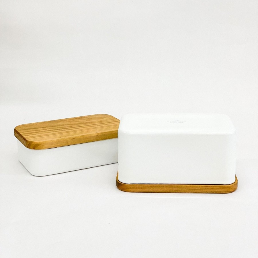 Kitchen & Dining SAIKAI (Others) | Noda Horo Enamel Butter Case With Wood Lid