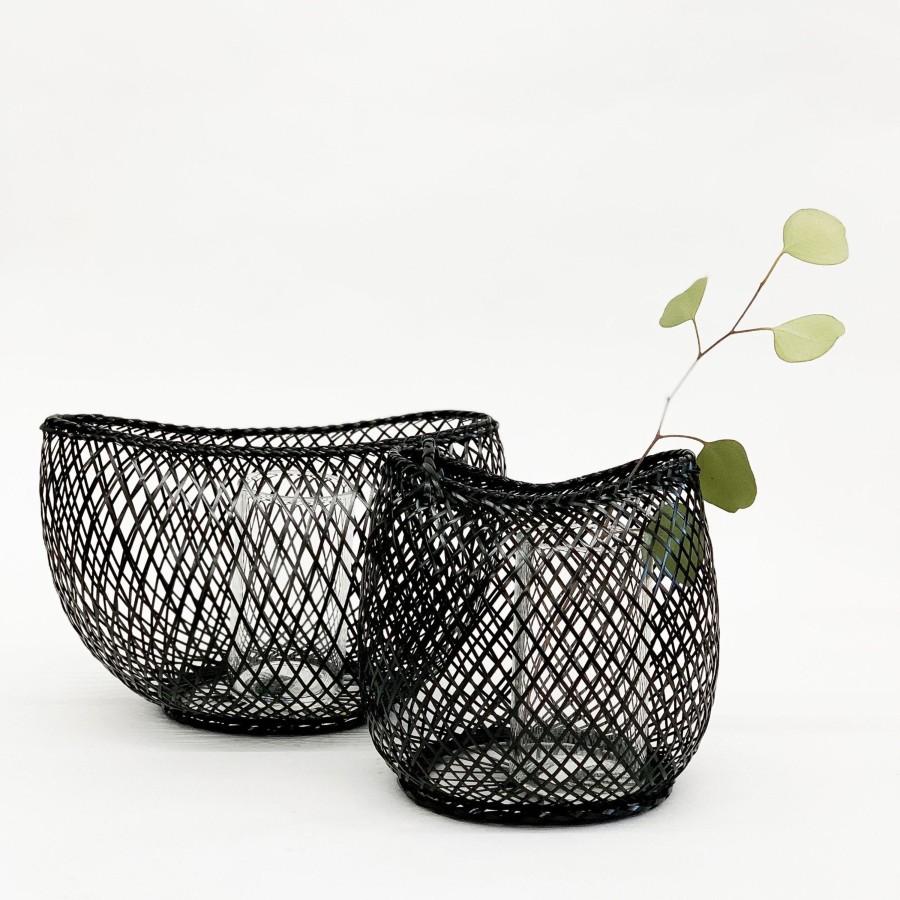 Living TORTOISE-yellow paper Kosuga | Kosuga Bamboo Flower Baskets - Mayu And Oboro