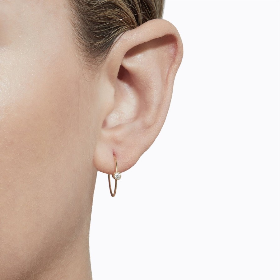 Accessories Tortoise-Shihara | Shihara One-Stone Hoop Earring 02