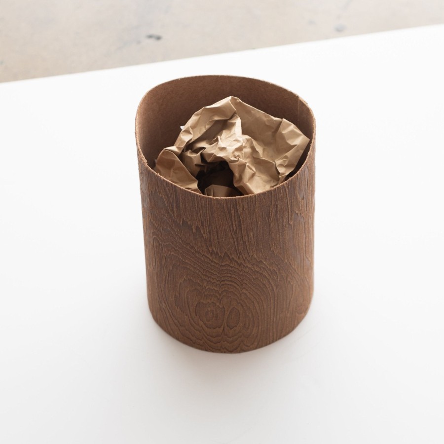 Living TORTOISE-yellow paper | Irose "Plywood" Leather Trash Bin