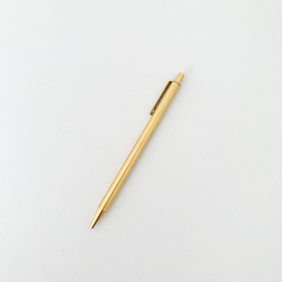 Living TORTOISE-yellow paper | Picus Brass Retractable Pen