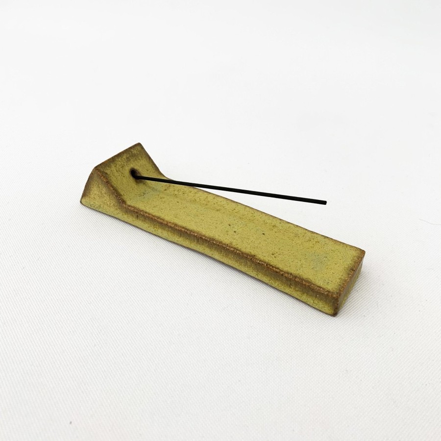 Bath Tomoro Pottery | Tomoro Incense Holder Yellow Triangle